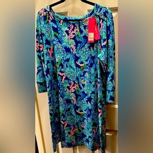NWT Lilly Pulitzer Corsica Blue long sleeve Sophie Dress XL-002119